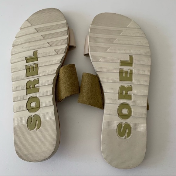 Sorel Ella II Slide Sandal in‎ Olive Shade/Chalk Sz 7 - Picture 6 of 7